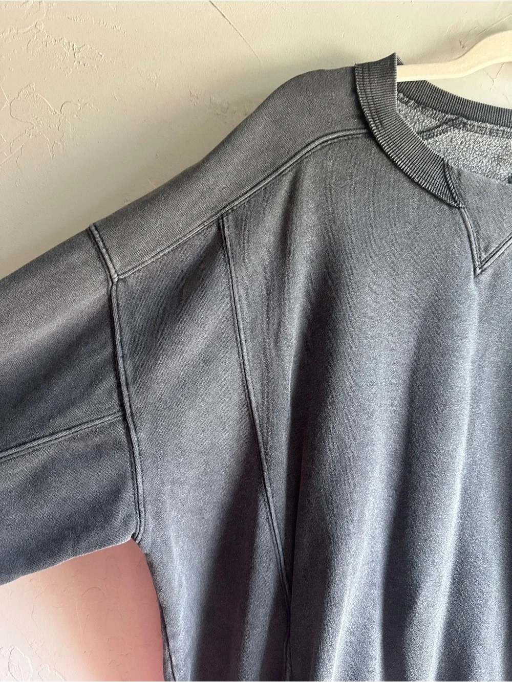 Free People Washed Black Intercept Tunic Pullover Loungewear Sweatshirt Sz S